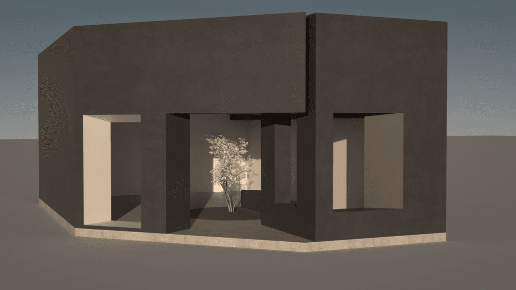 Clean geometric architectural model showing modernist design principles